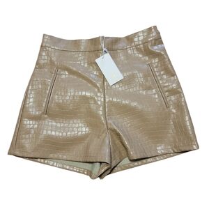 Cory Lynn Calter Anthropologie Stylish Tan Croc-Embossed Women Shorts Size S New